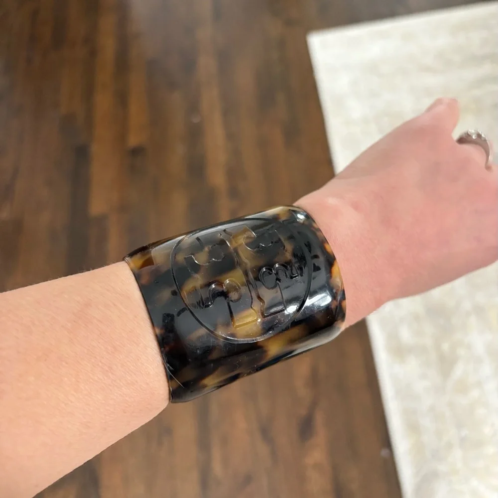 Tory Burch resin tortoise-shell cuff bracelet